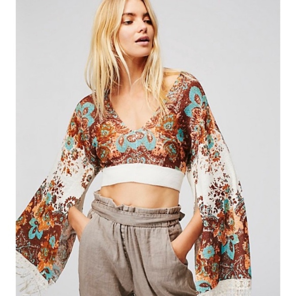 Free People Meet Me at Woodstock Cropped Sweater
